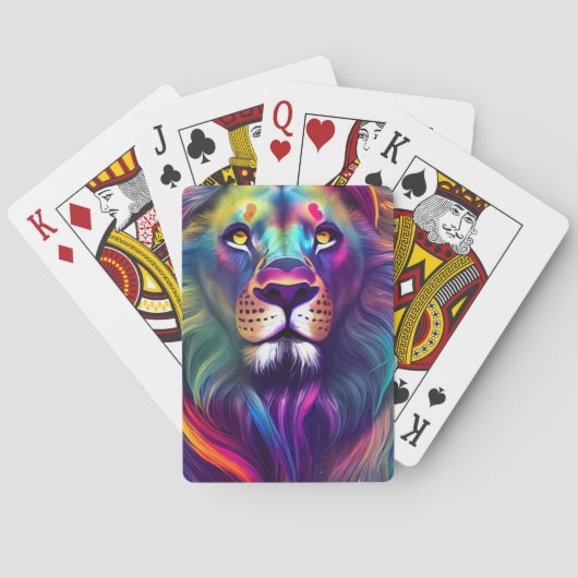 Multi-Colour Modern Digital Art Majestic Lion Pokerkaarten (Achterkant)