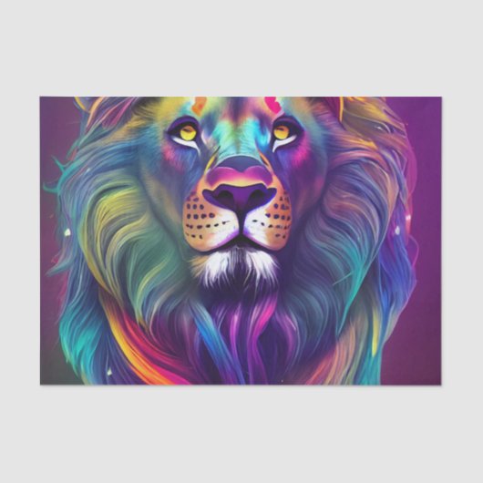 Multi-Colour Modern Digital Art Majestic Lion Tissuepapier (Voorkant)