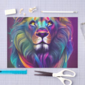 Multi-Colour Modern Digital Art Majestic Lion Tissuepapier (Craft)