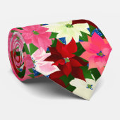 Multi-Colour Poinsettia Kerstmis Stropdas (Opgerold)