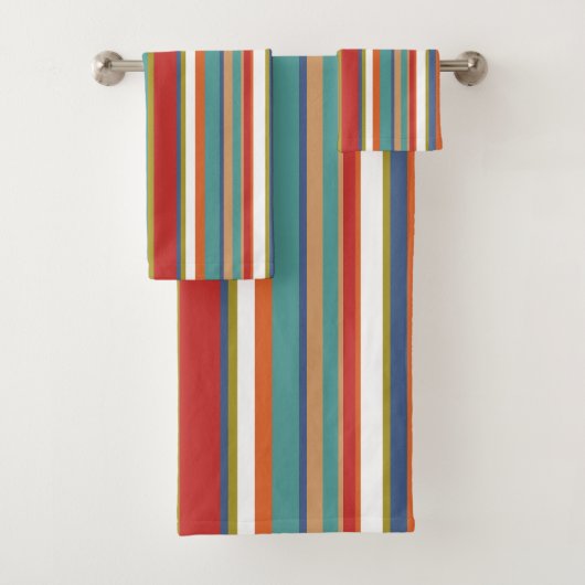 Multi-Colour Stripe Patroon Bad Handdoek (Insitu)