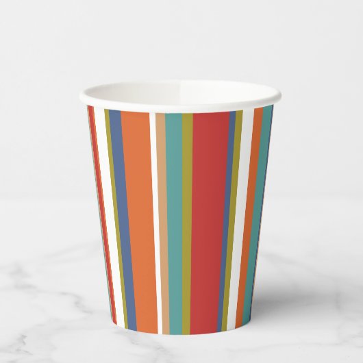 Multi-Colour Stripe Patroon Papieren Bekers (Links)