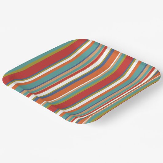 Multi-Colour Stripe Patroon Papieren Bordje (Gebogen)