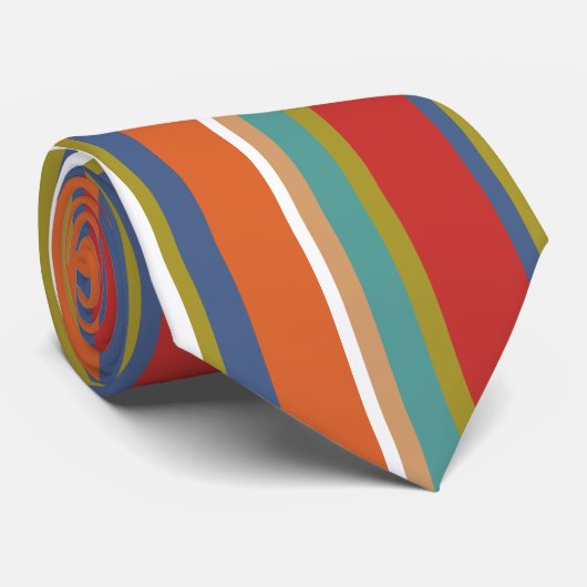 Multi-Colour Stripe Patroon Stropdas (Opgerold)