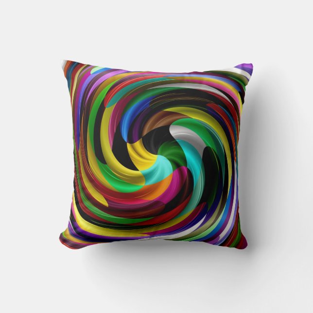 Multi-Colour Swirl Retro Art Design Abstract Kussen (Voorkant)