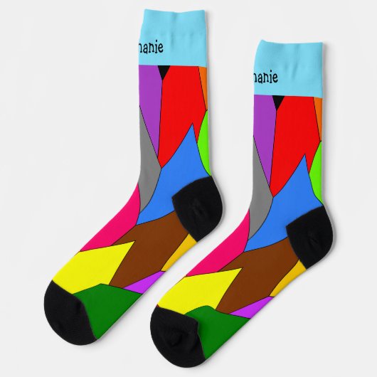 Multi Coloured Art Deco Design Socks Sokken (Links)