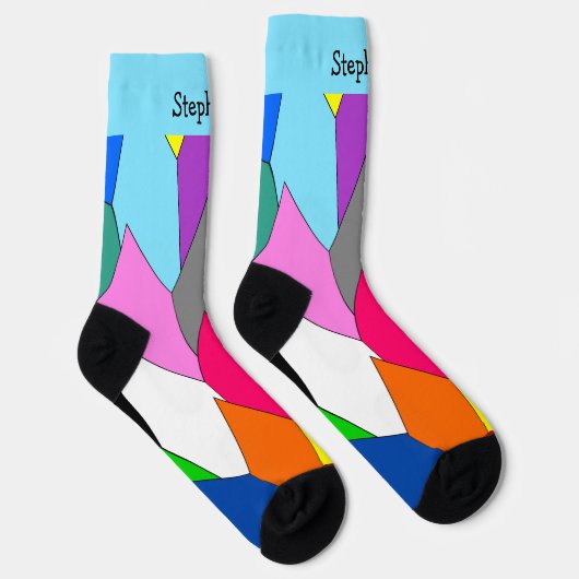 Multi Coloured Art Deco Design Socks Sokken (Rechts)
