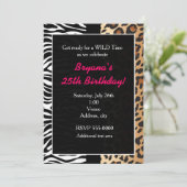 Multi Dierenprint Luipaard Zebra Uitnodiging (Staand voorkant)