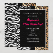 Multi Dierenprint Luipaard Zebra Uitnodiging (Voorkant / Achterkant)
