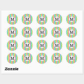 Multi Dot Aangepaste Monogram Golf Kleurrijke Stic Ronde Sticker (Vel)