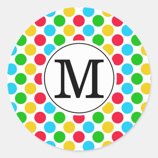 Multi Dot Aangepaste Monogram Golf Kleurrijke Stic Ronde Sticker (Voorkant)