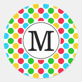 Multi Dot Aangepaste Monogram Golf Kleurrijke Stic Ronde Sticker