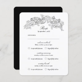 Multi-Event  Black Romantic RSVP-kaart RSVP Kaartje
