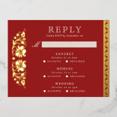 Multi Event Lotus Flower Indian Wedding RSVP Kaart (Voorkant)