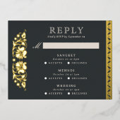Multi Event Lotus Flower Indian Wedding RSVP Kaart (Voorkant)