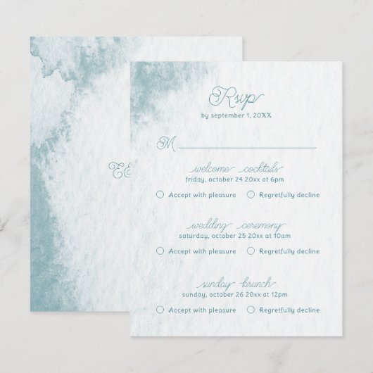 Multi Event Onder Zee Whimsical Waterverf Strand RSVP Kaartje (Voorkant / Achterkant)