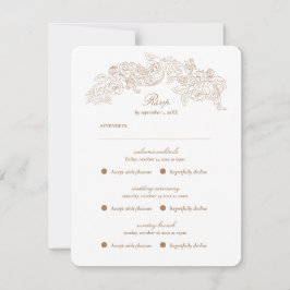 Multi Event Vintage Goudbruin Romantisch RSVP Kaartje