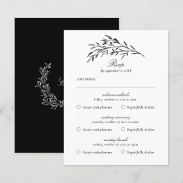 Multi Event Vintage Zwarte Blad RSVP Kaart