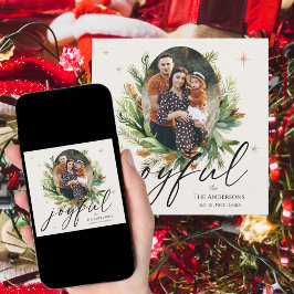 Multi Familie Foto's Groene bladeren Vrolijke Kers Feestdagenkaart