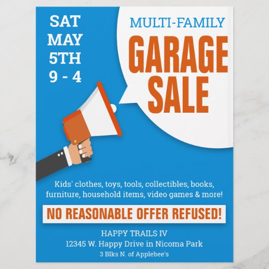 Multi-Familie Garageverkoop Flyer Sjabloon (Voorkant)