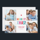 MULTI FAMILY PHOTO festive modern minimal colorful Feestdagenkaart<br><div class="desc">by kat massard >>> www.simplysweetPAPERIE.com <<< Space for 4 of your favorite photos (Edit to save your photos as a square shape, before you upload them to ensure they fit perfectly in the space provided. TIPS 1. To resize / reposition the photo hit the "customise it" button. 2. You can...</div>
