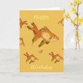 Multi fancy goudvis Happy Birthday Card Kaart (Gele Bloem)