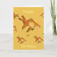 Multi fancy goudvis Happy Birthday Card