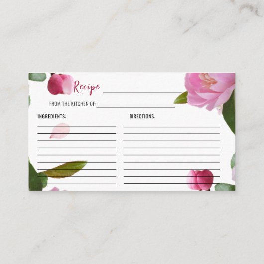 Multi Floral Vrijgezellenfeest Recept Informatiekaartje (Achterkant)