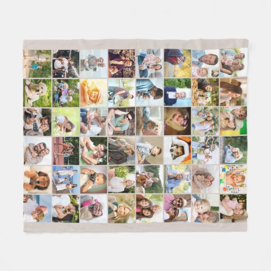 Multi Foto 48 Afbeelding Grid Collage Beige Fleece Deken (Voorkant (Horizontaal))