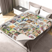 Multi Foto 48 Afbeelding Grid Collage Beige Sherpa Deken