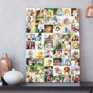 Multi Foto 54 Foto Raster Collage Beige Canvas Afdruk