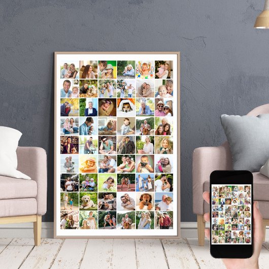 Multi Foto 54 Foto Raster Collage Wit Poster