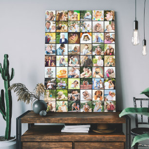 Multi Foto 54 Foto Raster Collage Zwart Canvas Afdruk