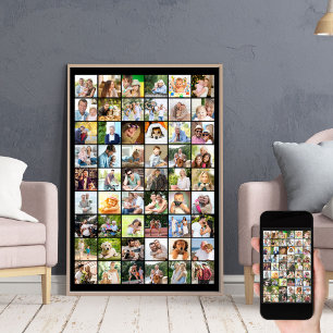 Multi Foto 54 Foto Raster Collage Zwart Poster