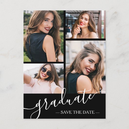 Multi Foto Afstuderen Save the Date Briefkaart (Voorkant)
