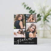Multi Foto Afstuderen Save the Date Briefkaart (Staand voorkant)