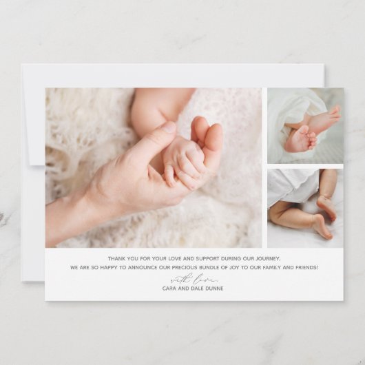 Multi-foto Baby Geboorte Aankondiging (Achterkant)