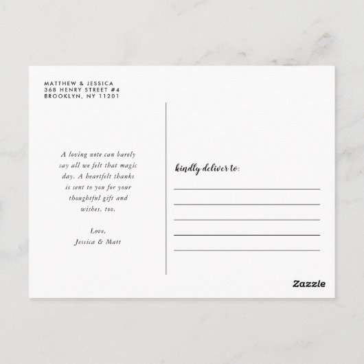 Multi foto bruiloft collage Dank u Briefkaart (Achterkant)