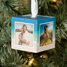 Multi-foto Christmas Keepsake Wood Ornament Cube