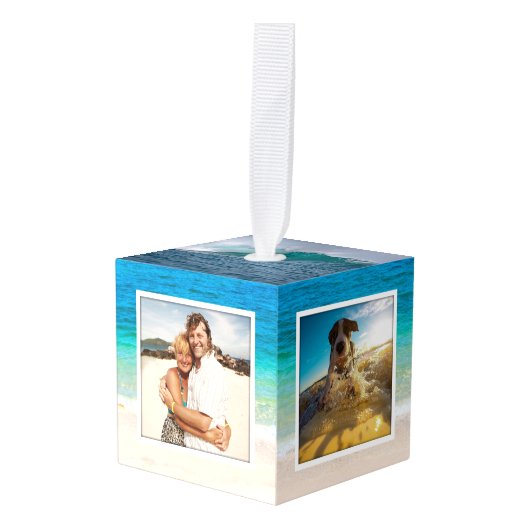 Multi-foto Christmas Keepsake Wood Ornament Cube (Voorkant hoekig)