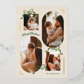 multi foto collage 4 foto bogen folie Ovaal Foto Feestdagenkaart (Voorkant)