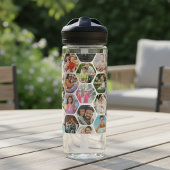 Multi Foto Collage Eenvoudig Modern Hexagon Patroo Waterfles