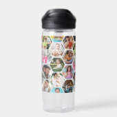 Multi Foto Collage Eenvoudig Modern Hexagon Patroo Waterfles (Achterkant)