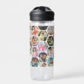 Multi Foto Collage Eenvoudig Modern Hexagon Patroo Waterfles (Voorkant)