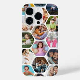 Multi Foto Collage Eenvoudig Modern Hexagoon Patro Case-Mate iPhone 14 Pro Hoesje