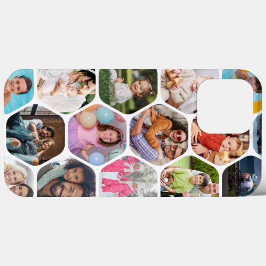 Multi Foto Collage Eenvoudig Modern Hexagoon Patro Case-Mate iPhone Case (Achterkant (horizontaal))