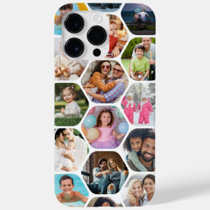 Multi Foto Collage Eenvoudig Modern Hexagoon Patro Case-Mate iPhone 14 Pro Max Hoesje