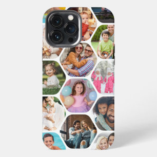 Multi Foto Collage Eenvoudig Modern Hexagoon Patro iPhone 13 Pro Max Hoesje