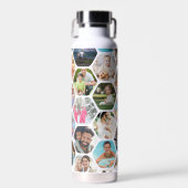Multi Foto Collage Eenvoudig Modern Hexagoon Patro Waterfles (Voorkant)