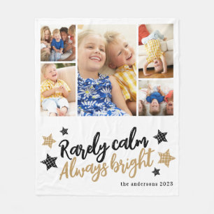 Multi Foto Collage Familie Monogram Fleece Deken